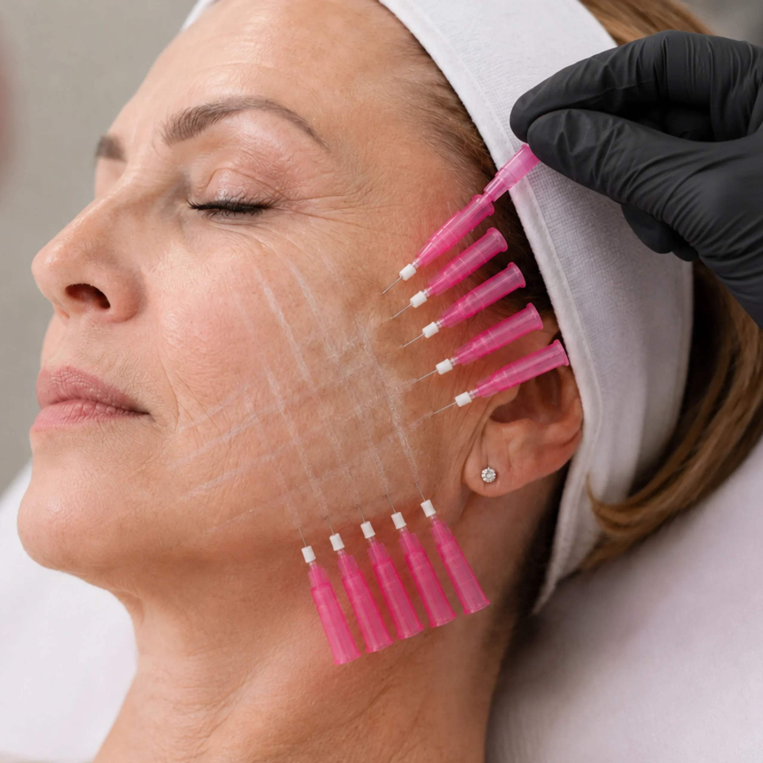 Tratamiento facial con hilos tensores